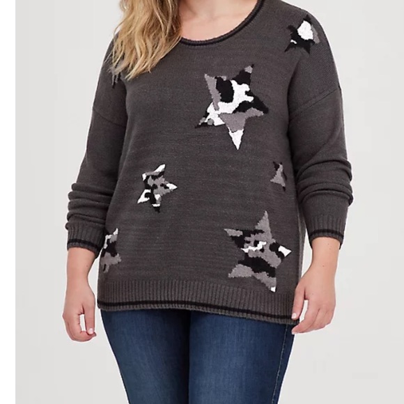 Torrid CREW NECK SWEATER - STARS GREY 2X - Picture 1 of 7